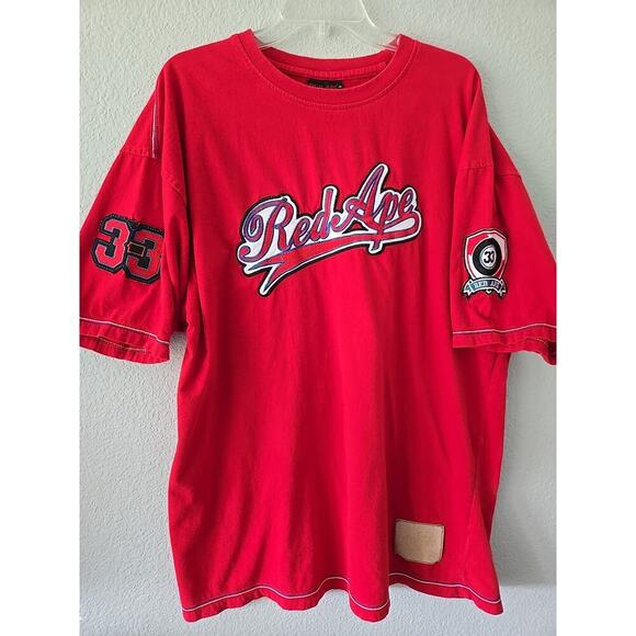 Red Ape Shirt Mens XXL Embroidered Spellout 33 Street Y2K Grunge Tee Skater - Picture 4 of 9